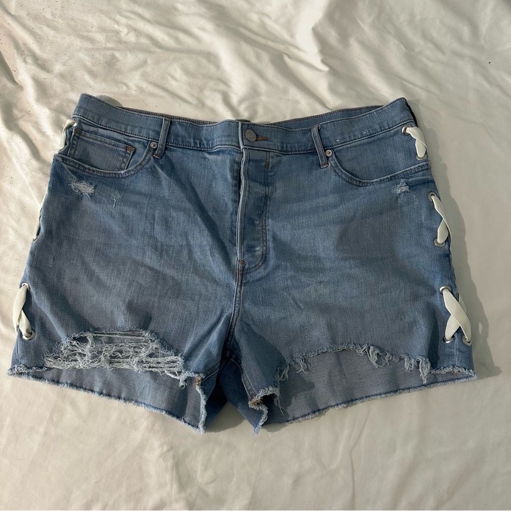 Express Women's Sz 16 Original Shortie Vintage High Rise Shorts Button Fly EUC